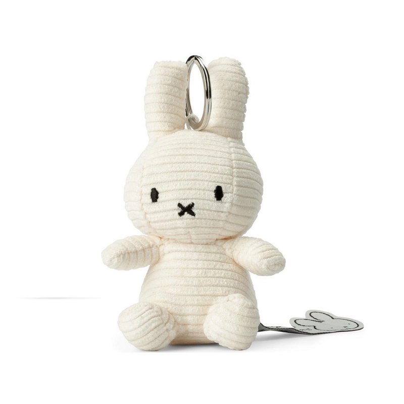 荷蘭 Bon Ton Toys | Miffy 米飛兔 燈芯絨 鑰匙圈 白色 10cm - 鑰匙圈/鑰匙包 - 其他材質 白色