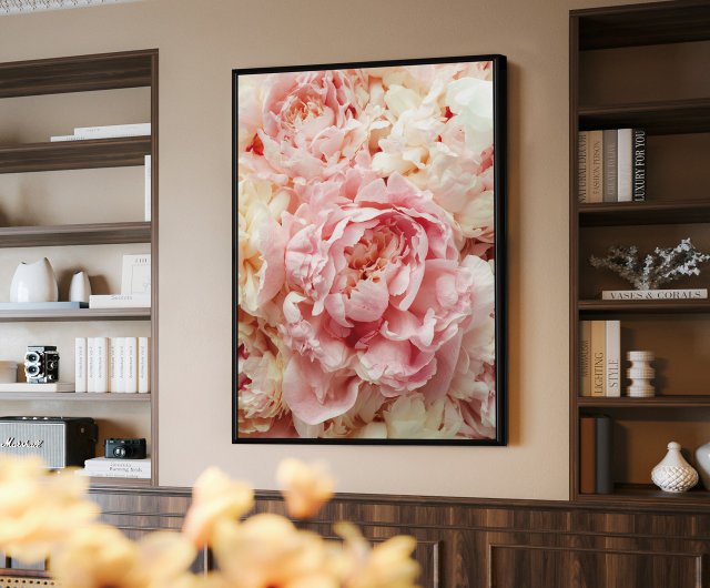 Rouge Peony - 幸運で縁起の良い花の吊り下げ絵画/高貴でエレガントな花の写真のリビングルームの装飾絵画/オフィス