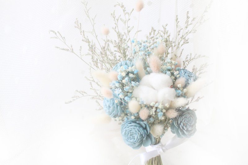 Temperament smokey blue starry bouquet bouquet - ช่อดอกไม้แห้ง - พืช/ดอกไม้ สีน้ำเงิน