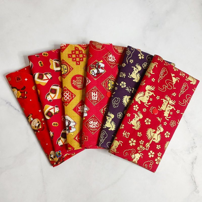 馬年 午年 燙金手工長型布紅包袋 存摺袋 - 紅包袋/春聯 - 棉．麻 紅色