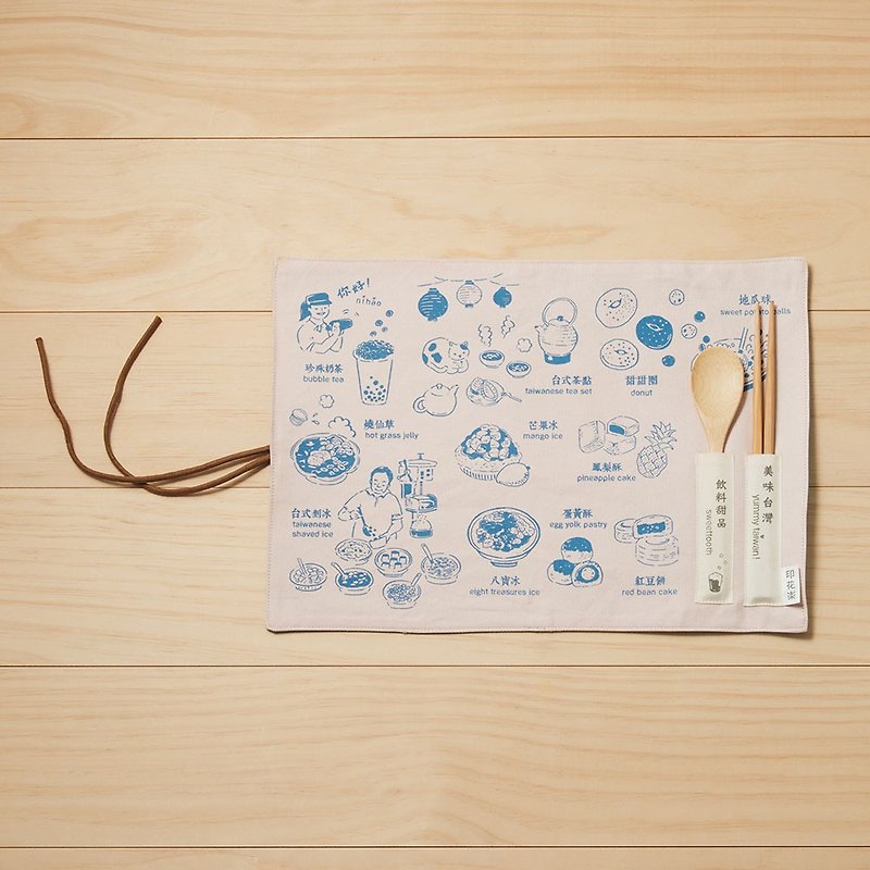 Table Mat (Spoon and Chopsticks including)/Sweettooth/Milky blue - Place Mats & Dining Décor - Cotton & Hemp Blue