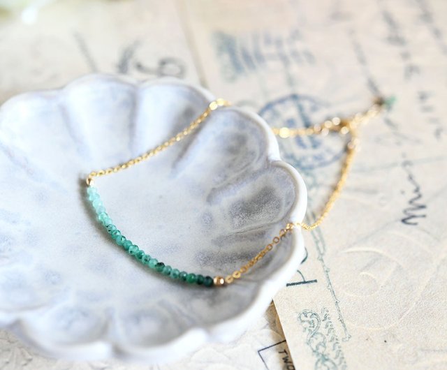 幸運と幸福 叡智を象徴する石 良質 エメラルドのlucky 7アンクレット 5