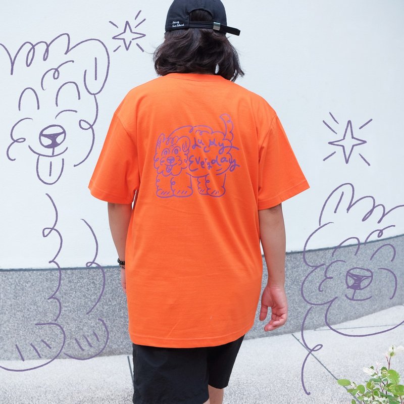 [Pre-order] Cat Island T-shirt / Orange Lucky Day - Women's T-Shirts - Cotton & Hemp Orange