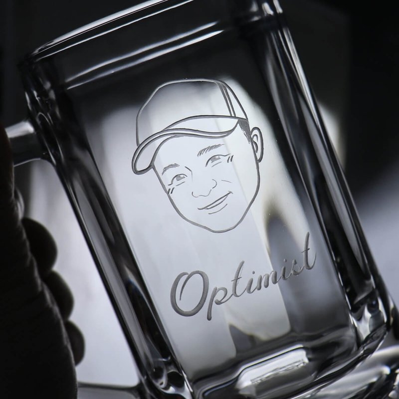 355cc [Q version portrait engraving] Good friends, good buddies, good brothers beer mugs with customized facial expressions after graduation - Glasses - แก้ว สีเทา