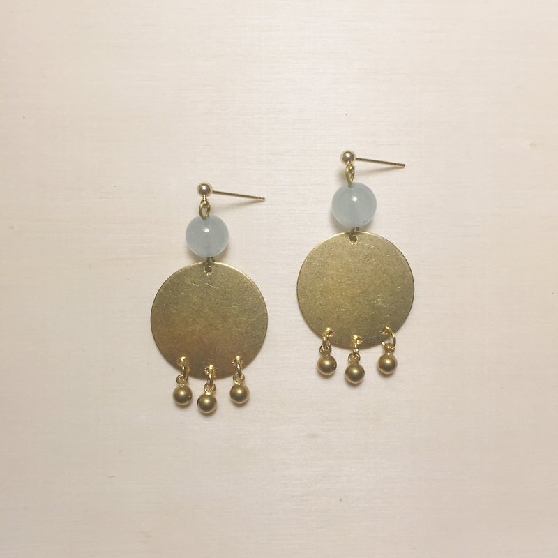 Grey Blue Jade Ball Tassel Earrings - Earrings & Clip-ons - Jade Blue