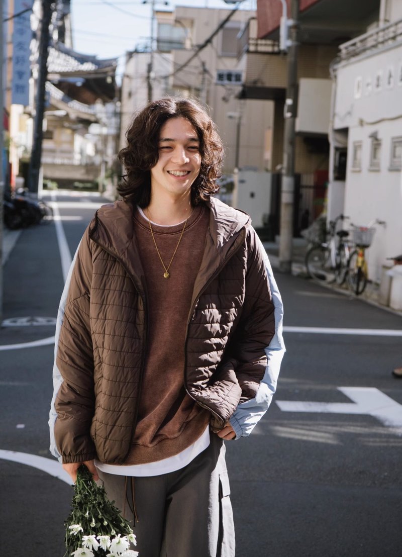 角落有夢 復古運動風棉服 - 男夾克/外套 - 其他材質 咖啡色