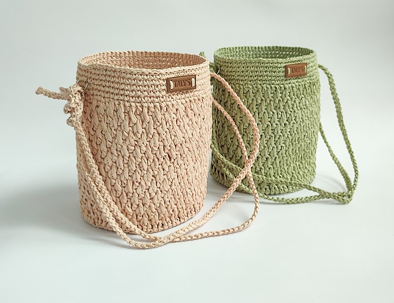 Handmade Raffia Crochet Basket Bag - Womens Fashion Accessory - Handbags & Totes - Paper Green