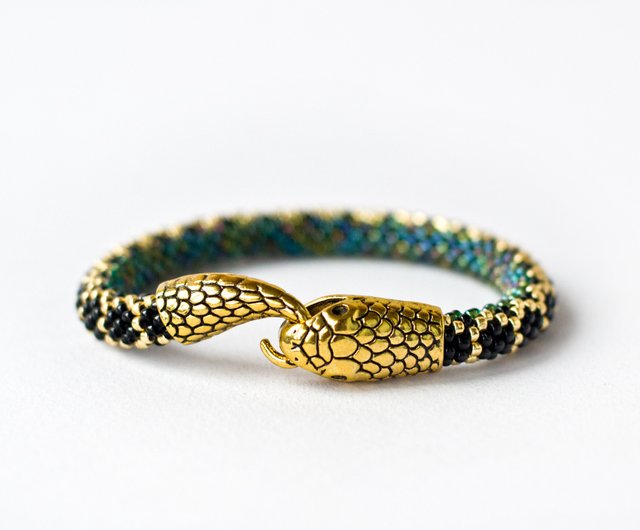 Snake bracelet, Gold snake bracelet for women, Ouroboros, Snake jewelry -  Shop IrisBeadsArt Bracelets - Pinkoi