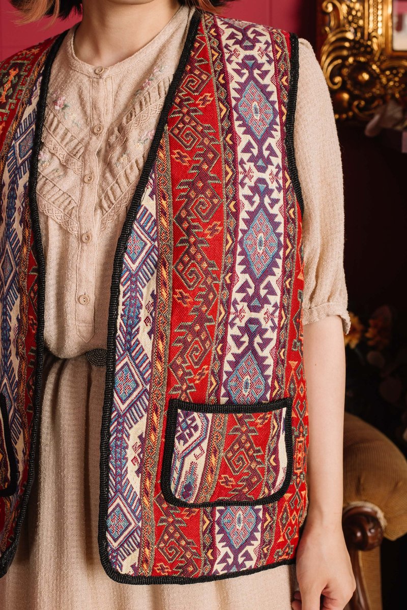 Woven Totem Vest Vintage [First Love Sales Office] Vintage.F045 - Women's Vests - Cotton & Hemp 