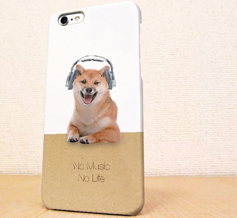 Free shipping ☆ Even Shiba Inu No Music No Life smartphone case - เคส/ซองมือถือ - พลาสติก สีทอง