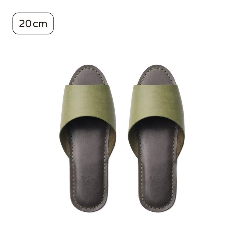 DIY material package 20cm simple leather home indoor slippers/M1-049 - Leather Goods - Genuine Leather Green