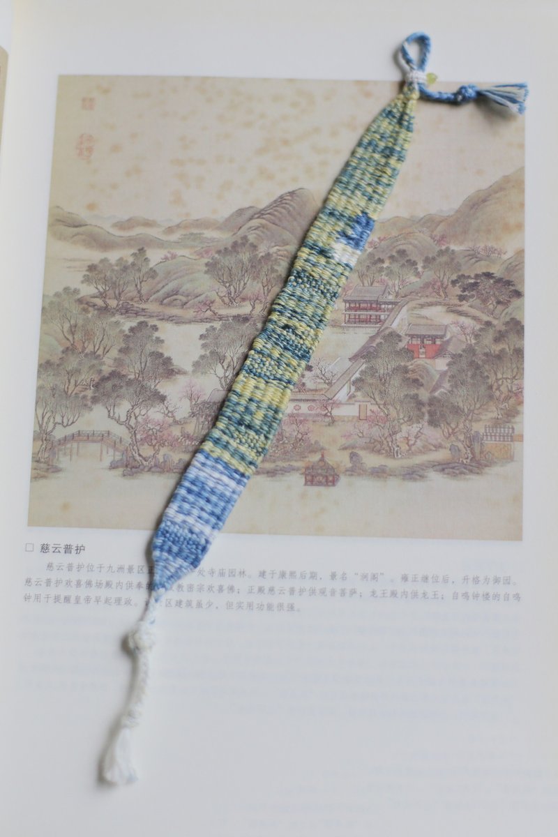 NO.8オリジナル手仕事 & 草木染め | 純綿手紡ぎ糸 織布ブレスレット | 素朴で上品 - ブレスレット - コットン・麻 ブルー