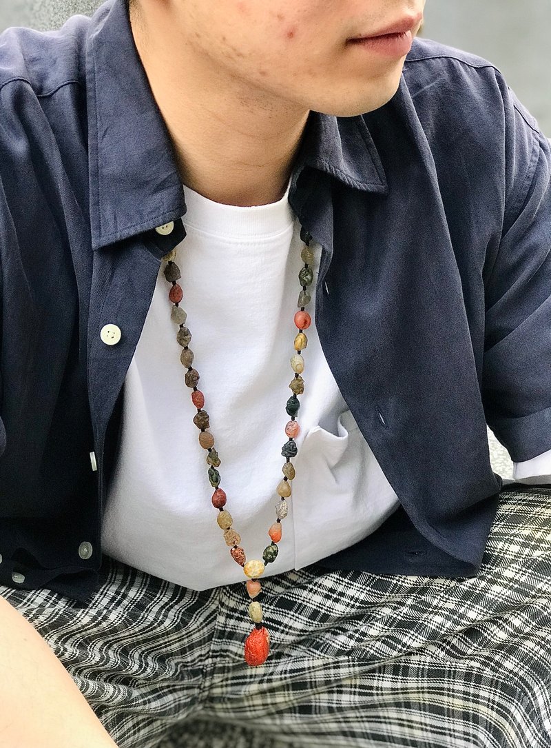 鮮紅血液魚籽花脈原石項鍊 - 項鍊 - 石頭 多色