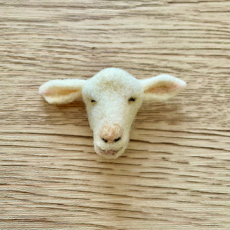 goat brooch - Brooches - Wool White