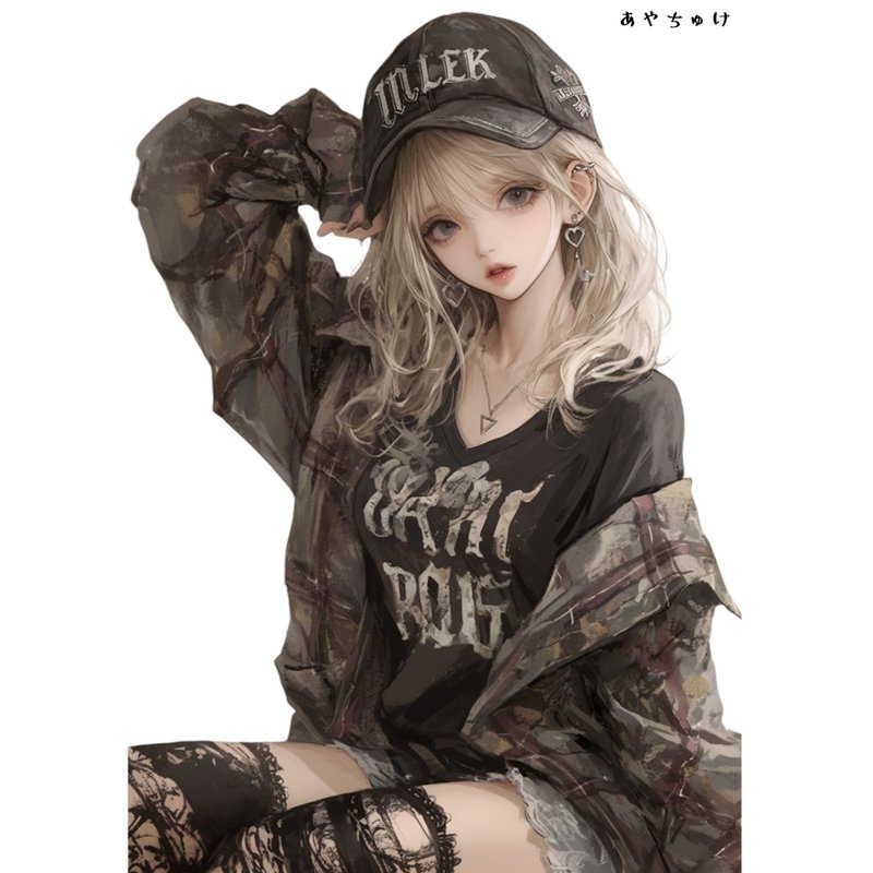 【10月新作5】07-094-0084  人物ステッカー  ライトパンクガール - 貼紙 - 紙 