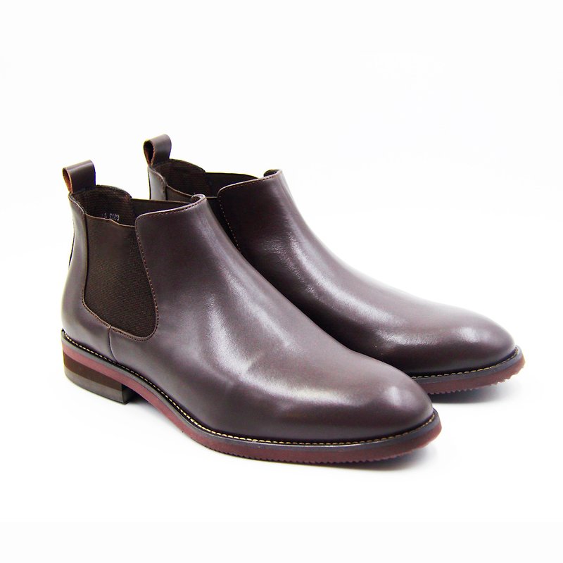 [Functional Water Repellent] Gullar Ladies Short Chelsea-Vegetarian Leather Shoes (Dark Brown) - Women's Booties - Eco-Friendly Materials Brown