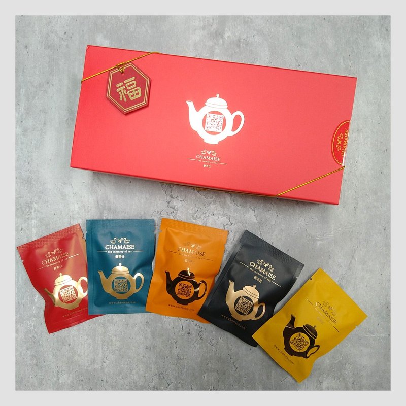 茶包禮盒 | 立體三角原葉茶包 | 5款口味 | 台灣茶 | 經典版 - 茶葉/茶包/水果茶 - 紙 紅色