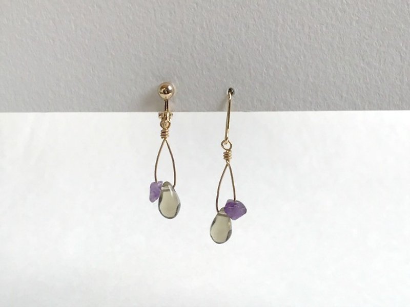 ℉（earrings(clip-on or pierced )） - Earrings & Clip-ons - Gemstone Gray