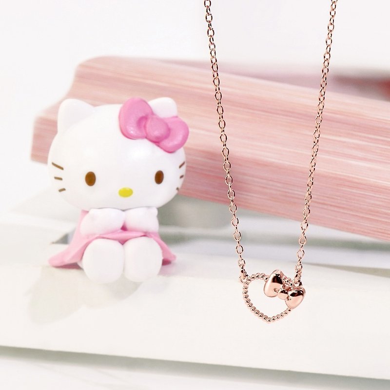 Hello Kitty 50th Series-Future Bow Sterling Silver Necklace - Necklaces - Sterling Silver Pink