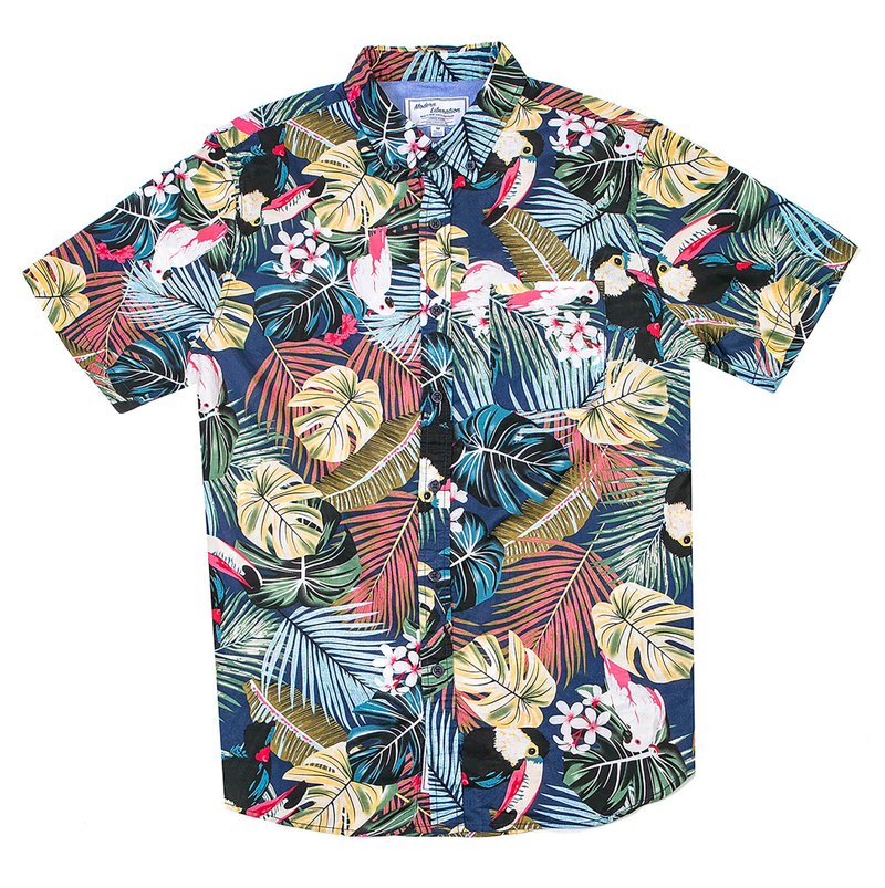 Jungle Print Shirt - Men's Shirts - Cotton & Hemp Blue