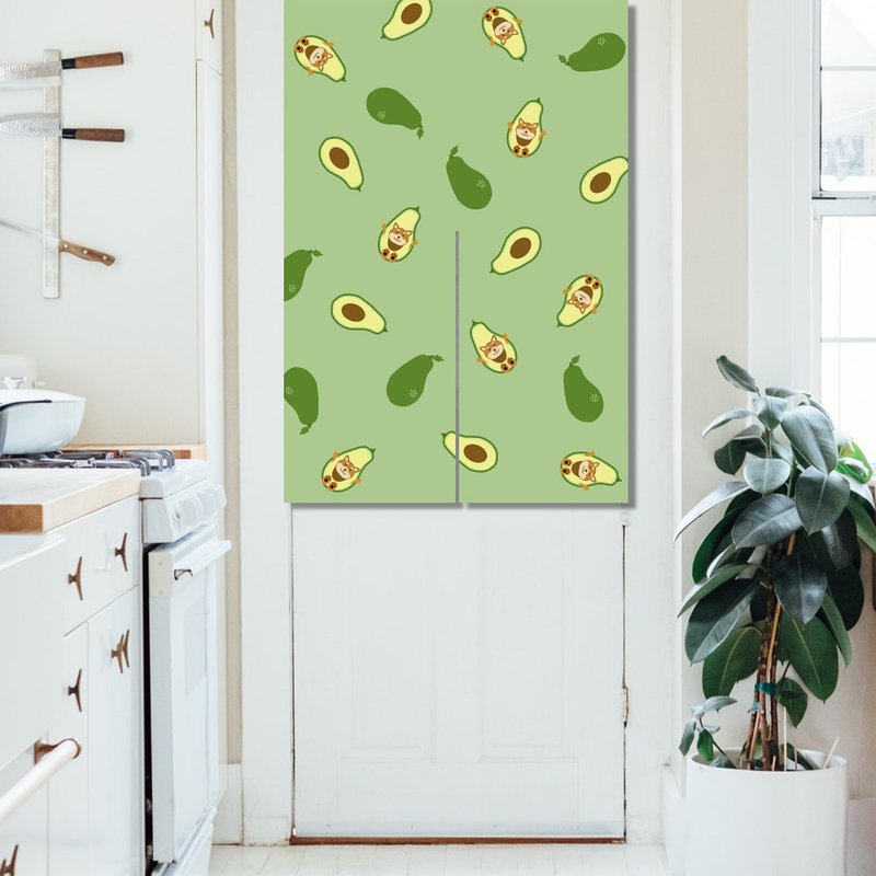 Avocado Shiba Inu Door Curtain - Doorway Curtains & Door Signs - Cotton & Hemp Green