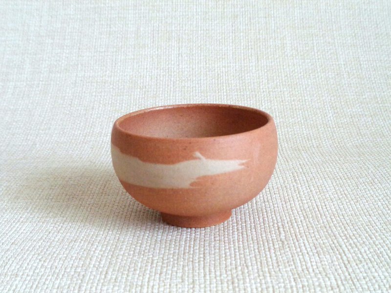 湯のみ 緋色 刷毛目b - 茶壺/茶杯/茶具 - 陶 橘色