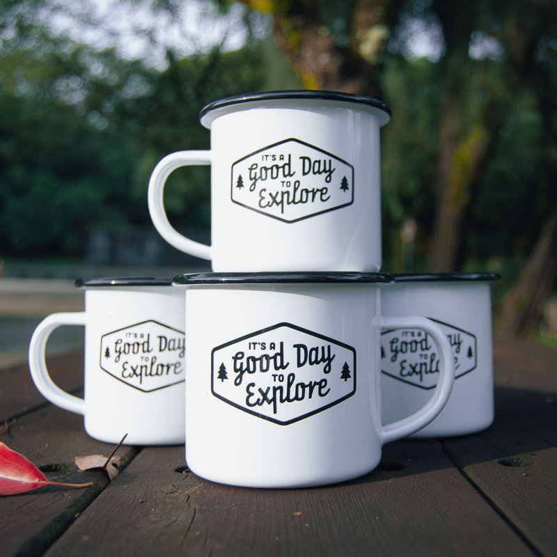 Enamel Camping Mug - Family Pack - 4pcs - Camping Gear & Picnic Sets - Enamel White