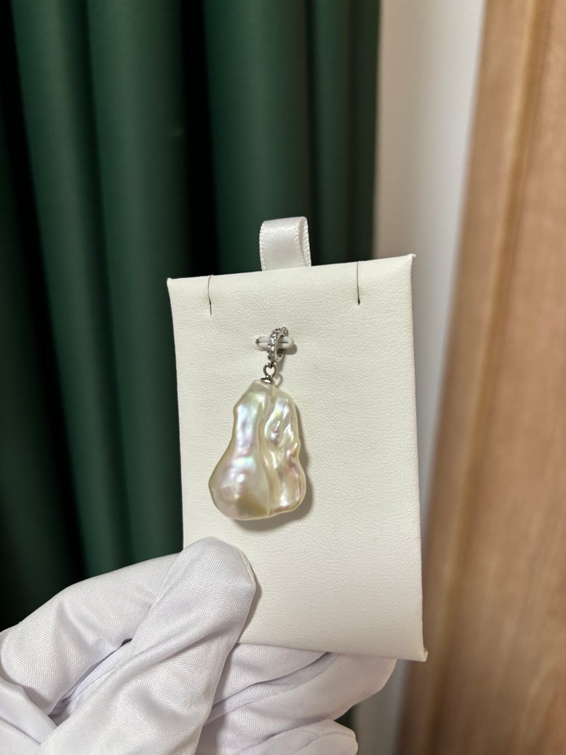 YuanPearl天然極光炫彩白巴洛克珍珠吊墜純銀吊墜孤品萬能扣可拆 - 吊飾/掛飾 - 珍珠 白色