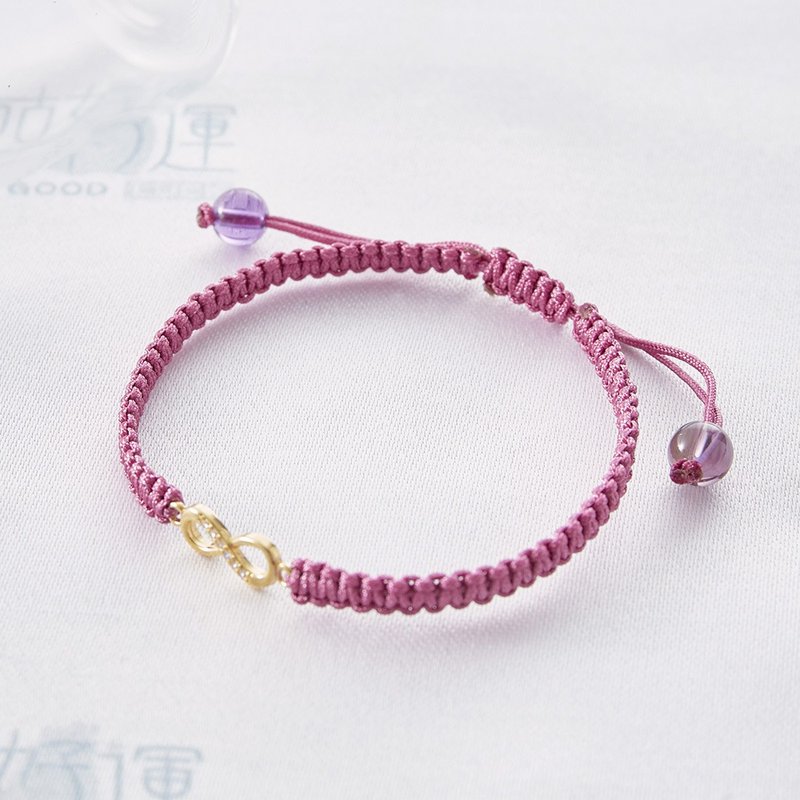 Forever Luck 14K Gold Bracelet -(Consecration included)  Exorcise/ Good Luck - Bracelets - Crystal Purple