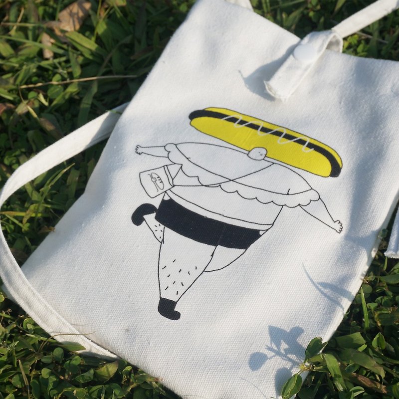 Autumn cool coquettish pouch / diagonal bag / hot dog sauce models - กระเป๋าแมสเซนเจอร์ - ผ้าฝ้าย/ผ้าลินิน 