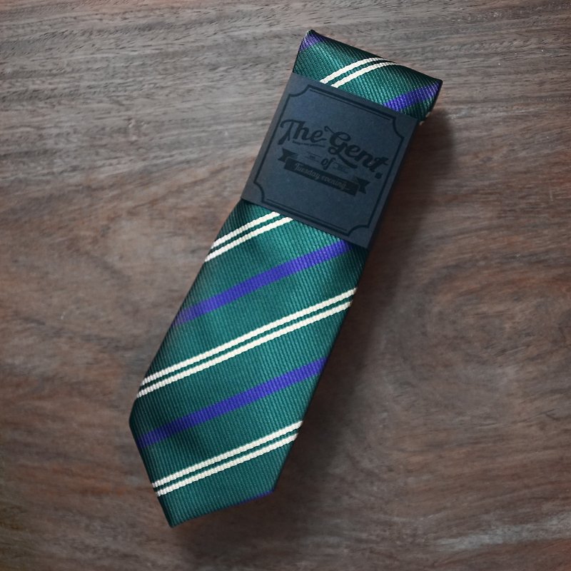 [The GENT] Green Pine Stripe Tie - 領帶/領帶夾 - 棉．麻 綠色