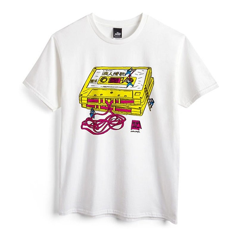 Ronin Love Song-White-Unisex T-shirt - เสื้อยืดผู้ชาย - ผ้าฝ้าย/ผ้าลินิน ขาว