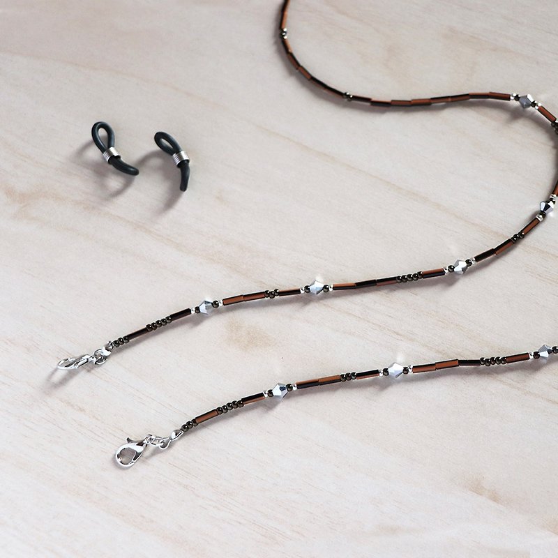 Secret Universe丨Mask Chain Glasses Chain Necklace Earphone Chain Fashion Small Objects - Texture Coffee x Black - สร้อยคอ - วัสดุอื่นๆ สีนำ้ตาล