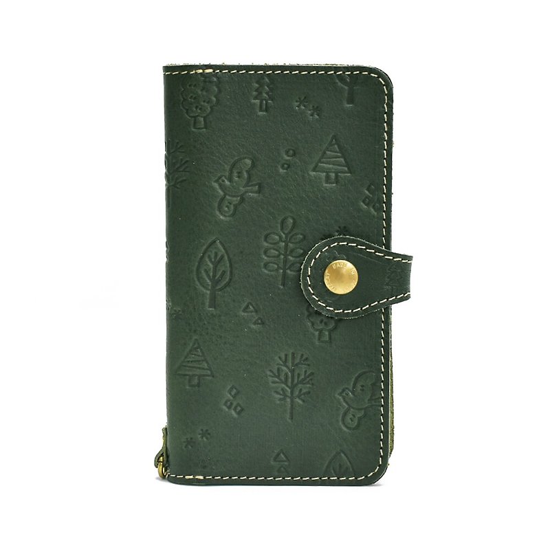 Tochigi Leather Kacho Fugetsu Smartphone Case 2.0 Scandinavian Style with Flap iPhone14 Android Smartphone Case Made in Japan [Green]