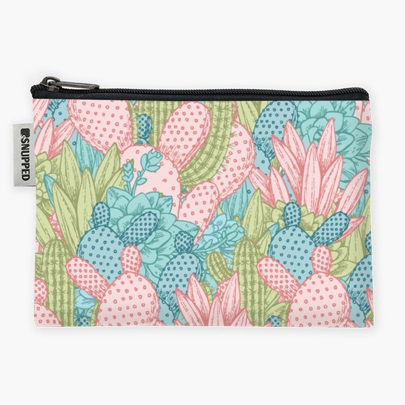 Snupped Zipper - 防水收納包 - Pastel Cacti Obsession - 手拿包 - 防水材質 粉紅色