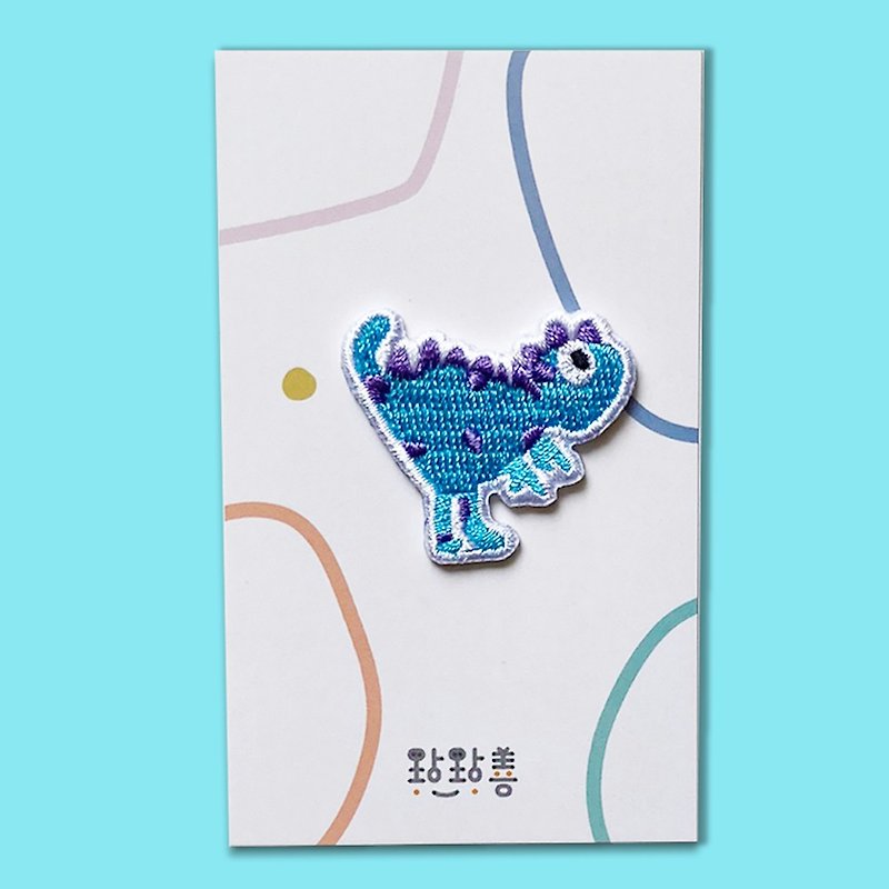 Childlike embroidery stickers dragon brother - เข็มกลัด/พิน - งานปัก สีน้ำเงิน