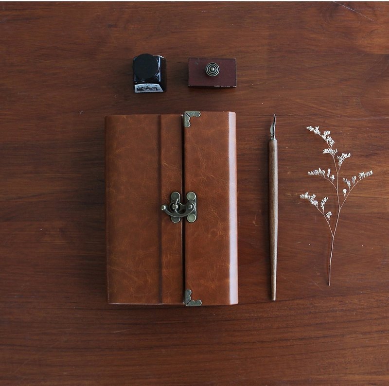 A6 handmade high-end PU leather Note book/Gift Wrapping Free/Brown - Notebooks & Journals - Genuine Leather Brown