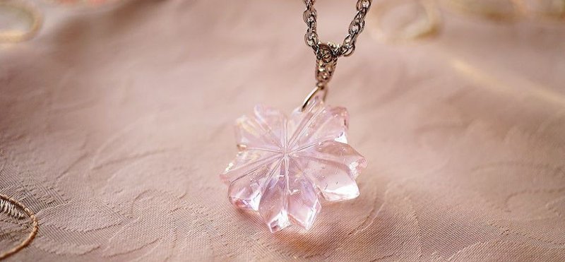【受注制作】 はつ恋の薄紅色 - 淡い恋心 - - 項鍊 - 玻璃 粉紅色