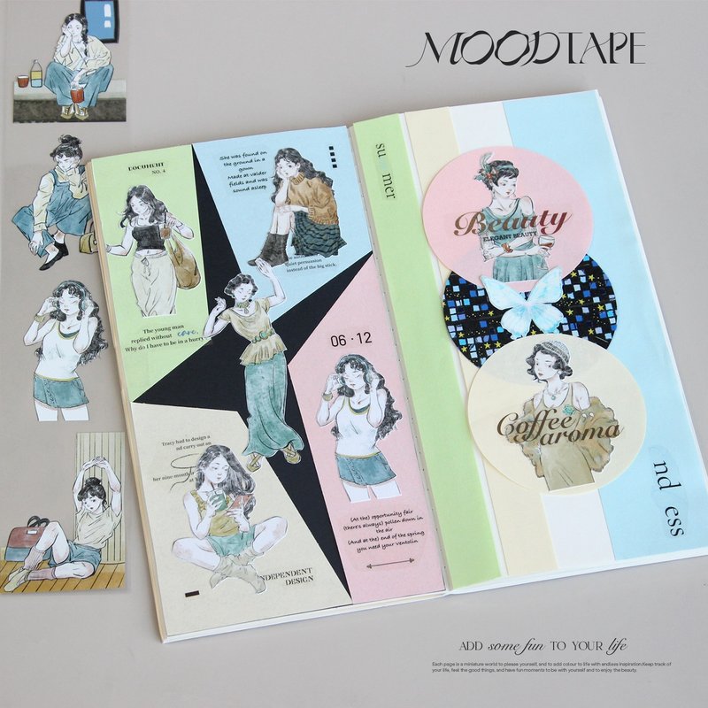 daily  life 人物手帳  PET 和紙膠帶 琉璃光  5米卷 - 紙膠帶/和紙/PET - 其他材質 多色