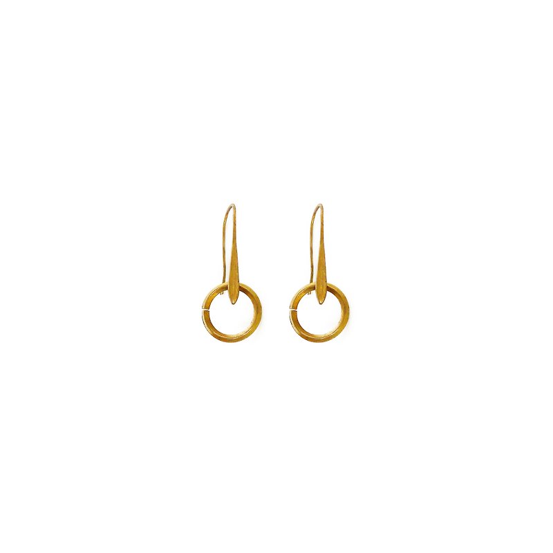 Ficelle | Handmade Brass Natural Stone Bracelet | [Model] Copper Word - Earrings - ต่างหู - ทองแดงทองเหลือง 
