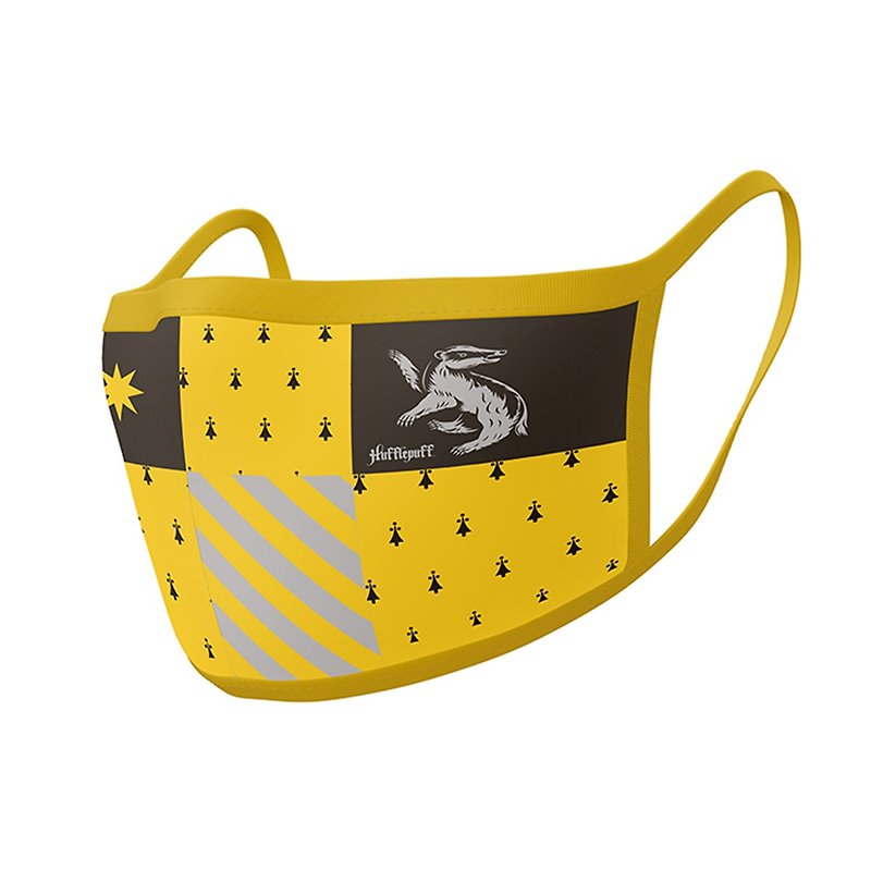 [Lipot] Hufflepuff hospital emblem three-layer protective mask (group of 2) washable stretch fabric - หน้ากาก - วัสดุอื่นๆ สีเหลือง
