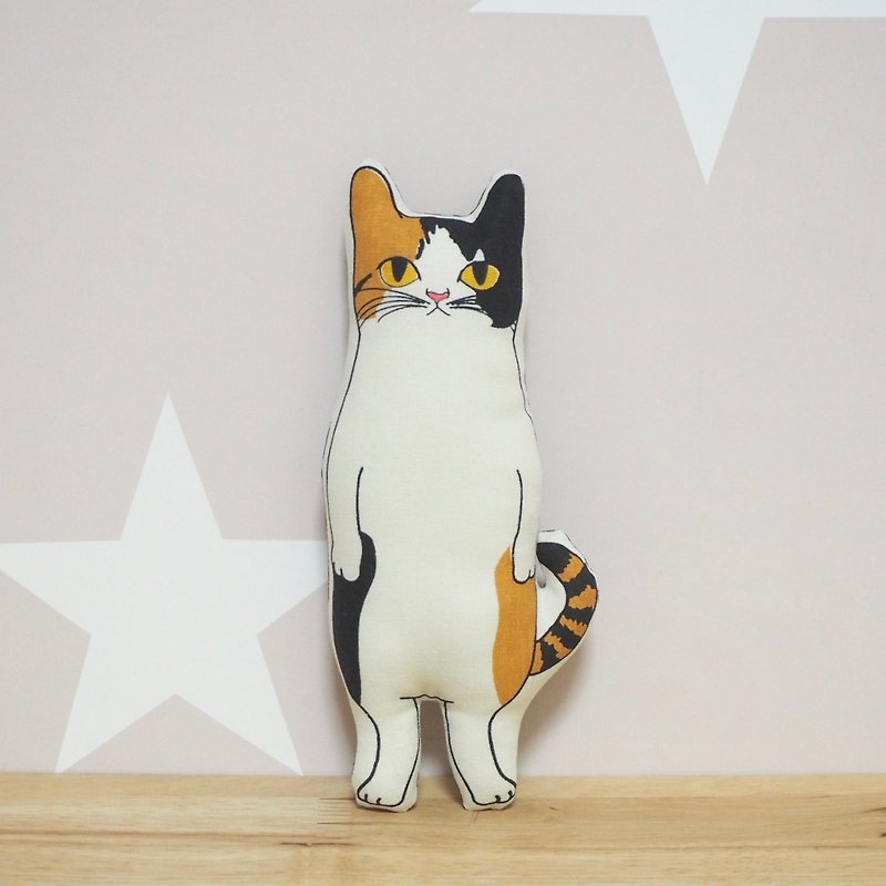 calico cat stuffed toy | 茶トラ猫ちゃん　ヌイグルミ - ตุ๊กตา - ผ้าฝ้าย/ผ้าลินิน สีนำ้ตาล