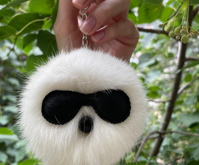 Handmade keychain / Cute pom pom keychain / Bag charm / Rabbit fur