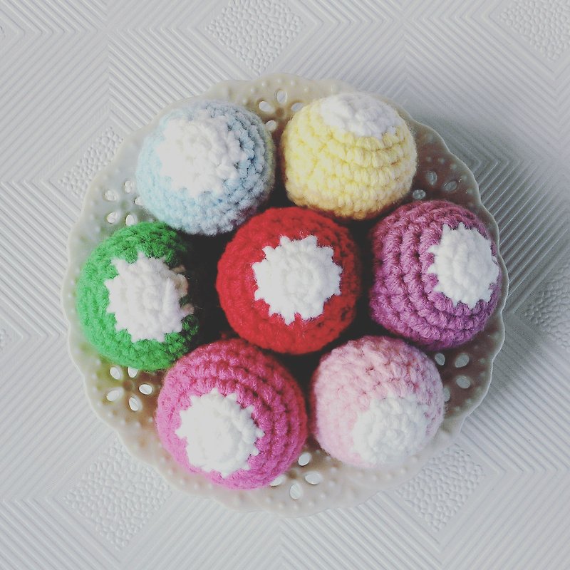 Macaron Pink is a group of 3 - yarn ball hair ring hair accessories - Hair Accessories - Polyester Pink