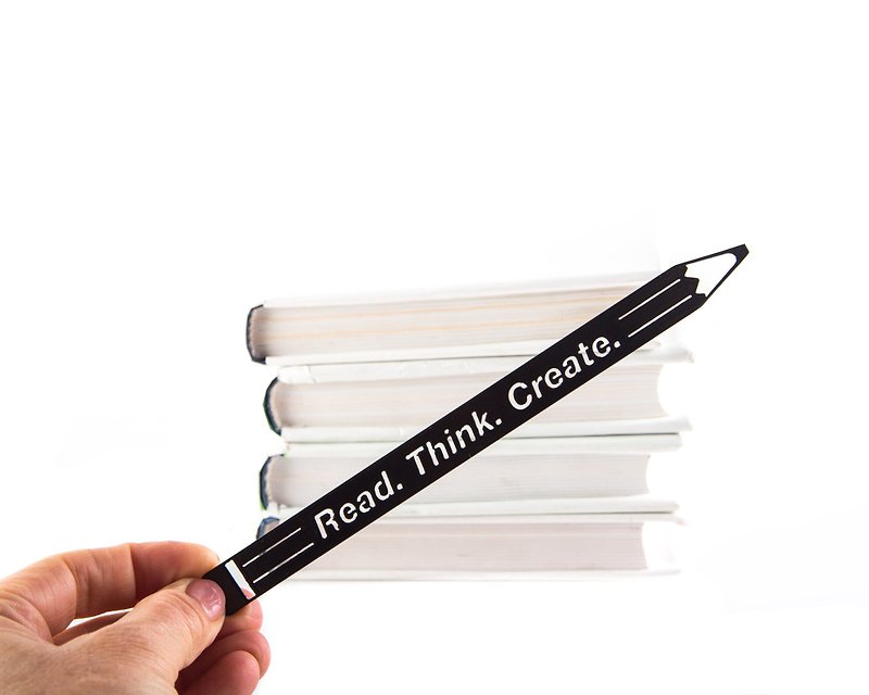 Unique Metal Bookmark Pencil - Small Bookish Gift for Creative Readers. - ที่คั่นหนังสือ - โลหะ สีดำ