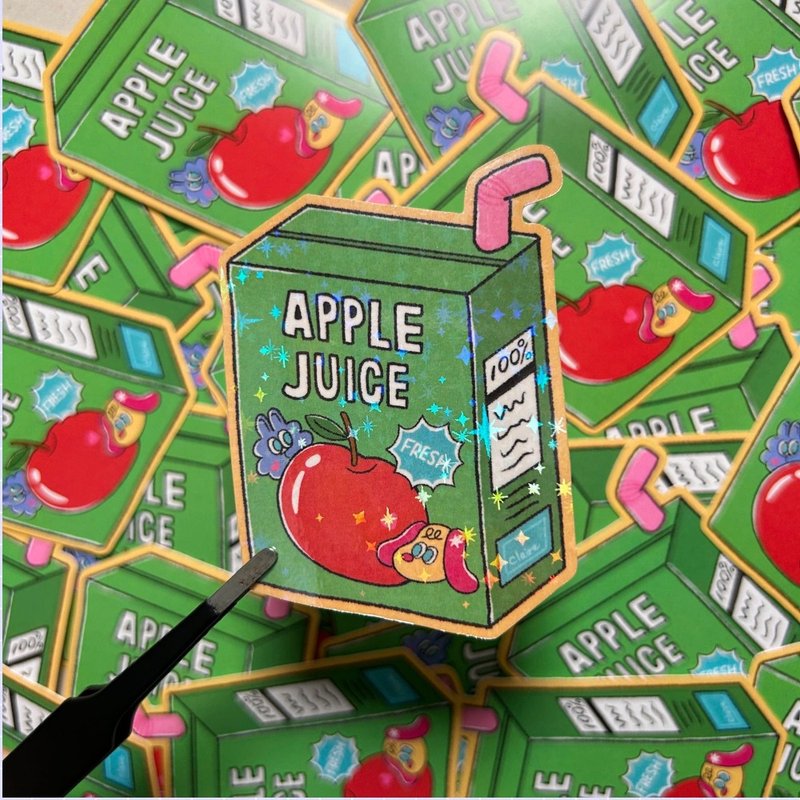 Apple Juice Waterproof Sticker - Stickers - Paper Green