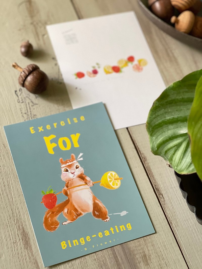 post card : Exercise squirrel :Exercise for binge-eat !! - Cards & Postcards - Paper Multicolor