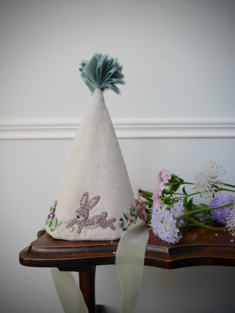 給孩子的刺繡生日帽—派對帽 - 嬰兒帽子/髮帶 - 繡線 