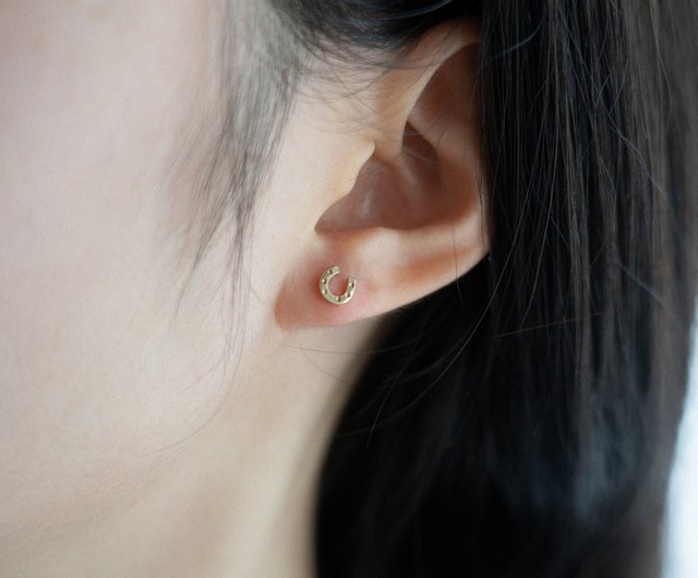 馬蹄 ホースシューピアス 14kgf ×Silver シルバー925 スタッド 馬蹄 ホースシューピアス 14kgf ×Silver シルバー925 スタッド