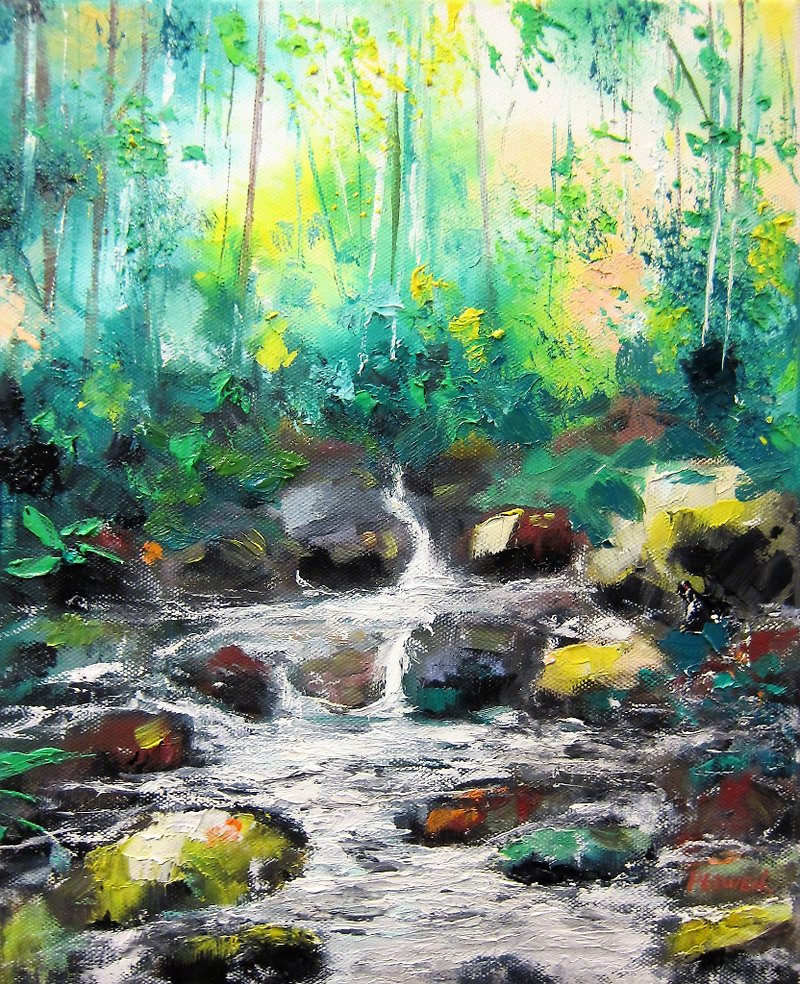 Emerging artist Chen Yuwen painting creation - โปสเตอร์ - สี สีเขียว